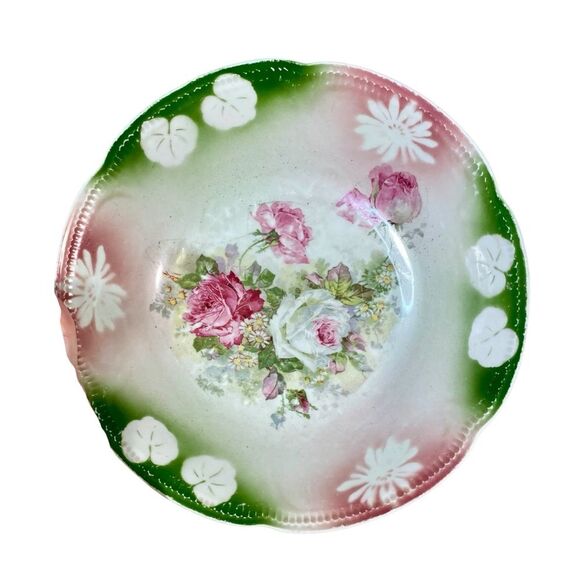 Vintage German Porcelain Serving Bowl Stamped on the Back Floral Pattern - Picture 3 of 8